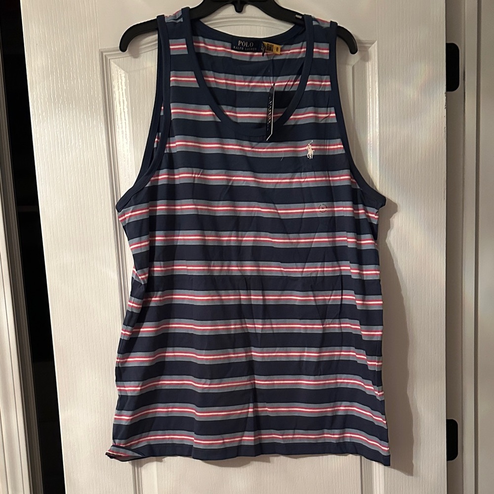 Polo by Ralph Lauren Navy, White & Pink Striped Tank Top